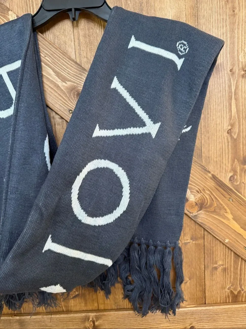Bon Jovi Black & White Logo Fringe Scarf Rock Band (9155)